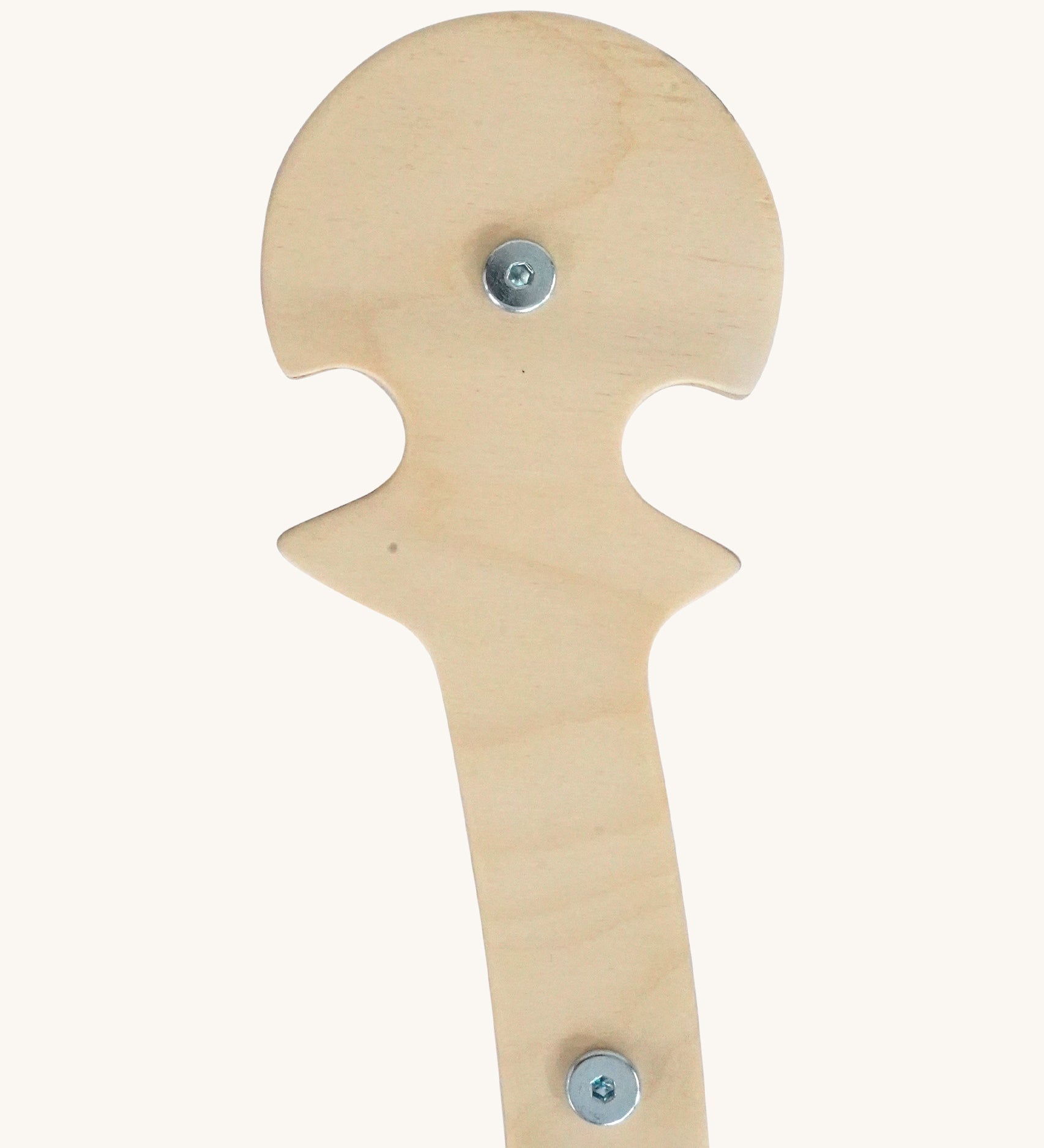 A close up of the Triclimb wooden wibli ladder showing the joint detail on the end that can be hooked onto the Triclimb wooden pikler climbing frame