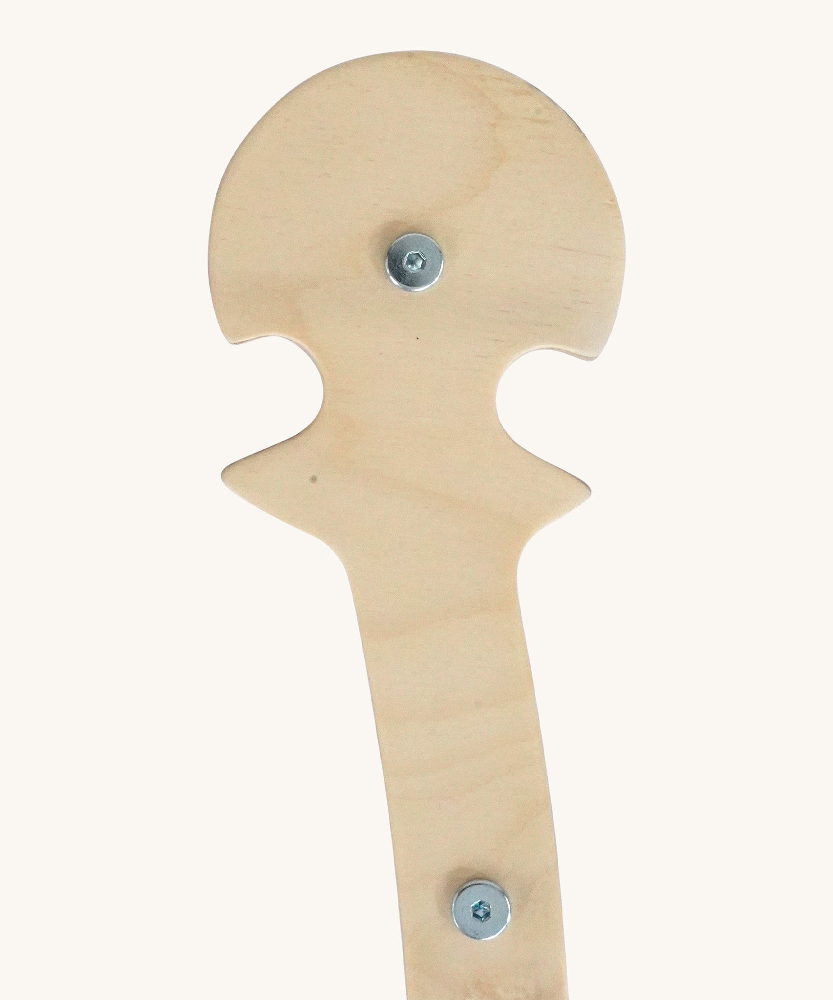 A close up of the Triclimb wooden wibli ladder showing the joint detail on the end that can be hooked onto the Triclimb wooden pikler climbing frame