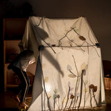 A cosy tent build made from the trigonos kernel organic construction set 