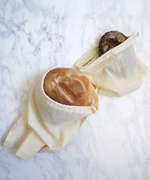 The Turtle Bags organic and fairtrade unbleached cotton bread and grocery shopping bags, in two sizes