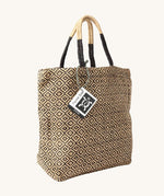 The Turtle Bags hand woven fair trade jute tote bag in a diamond pattern design