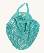 The Turtle Bags organic, fair trade cotton string grocery shopping reusable bag in aqua marine