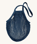 The Turtle Bags organic and fair trade cotton string bag for grocery shopping - in a petrol blue colour