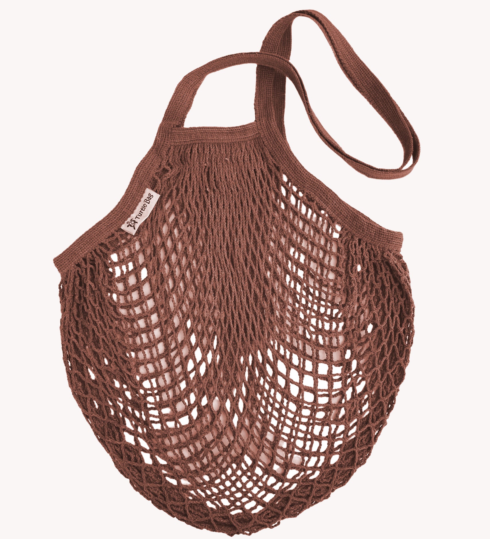 The Turtle Bags organic and fair trade cotton string bag for grocery shopping - in a vegetable dyed botanic truffle brown colour