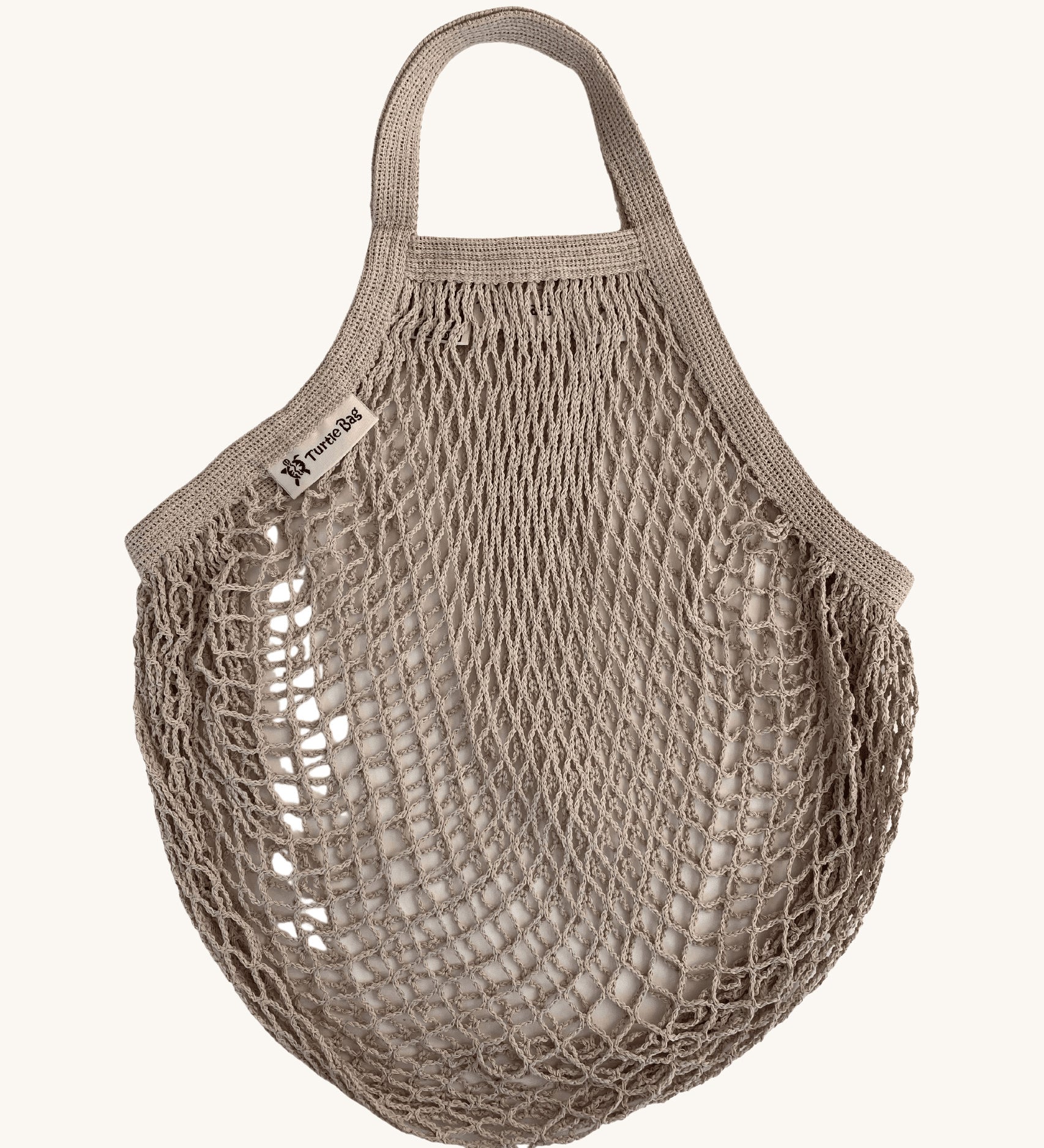 The Turtle Bags organic, fair trade cotton string grocery shopping reusable bag in mushroom beige