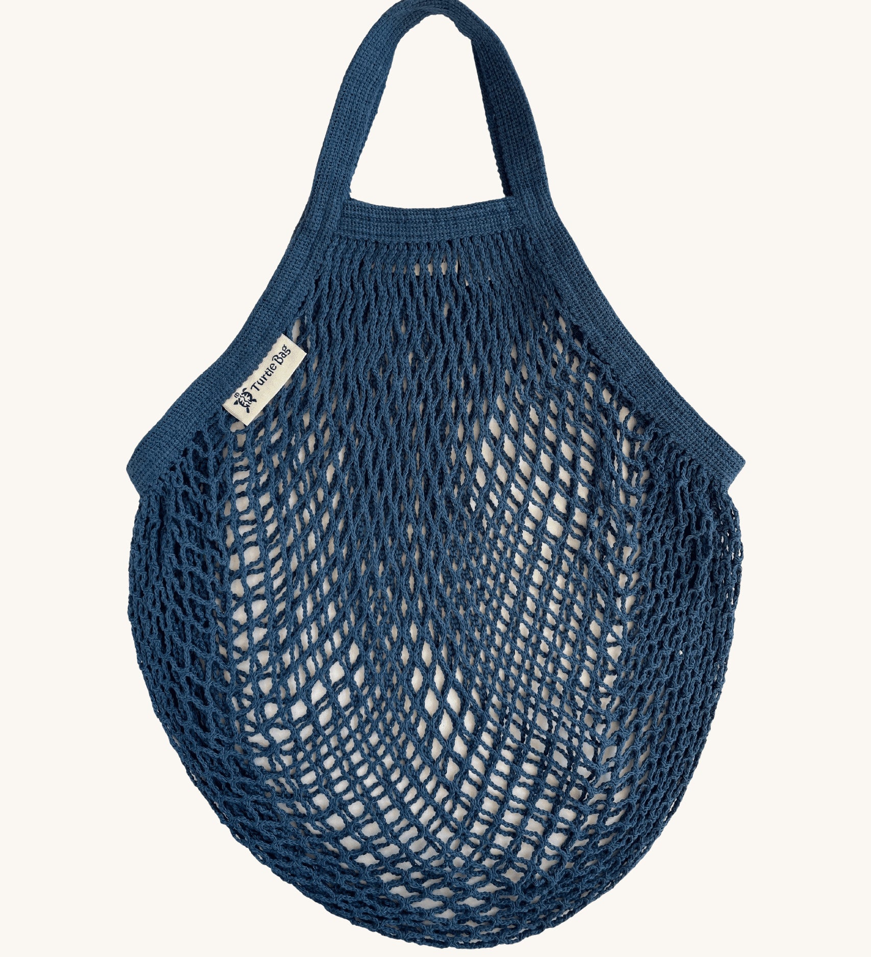 The Turtle Bags organic, fair trade cotton string grocery shopping reusable bag in petrol blue
