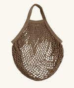The Turtle Bags organic, fair trade cotton string grocery shopping reusable bag in cocoa brown from the botanics vegetable dye range