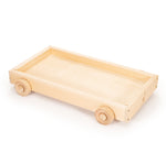 Uncle Goose eco-friendly handmade wooden 32 block toy wagon on a white background