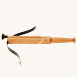 Vah Wooden Arcuballista Crossbow with black tipped Safety Arrows pictured on a plain background 