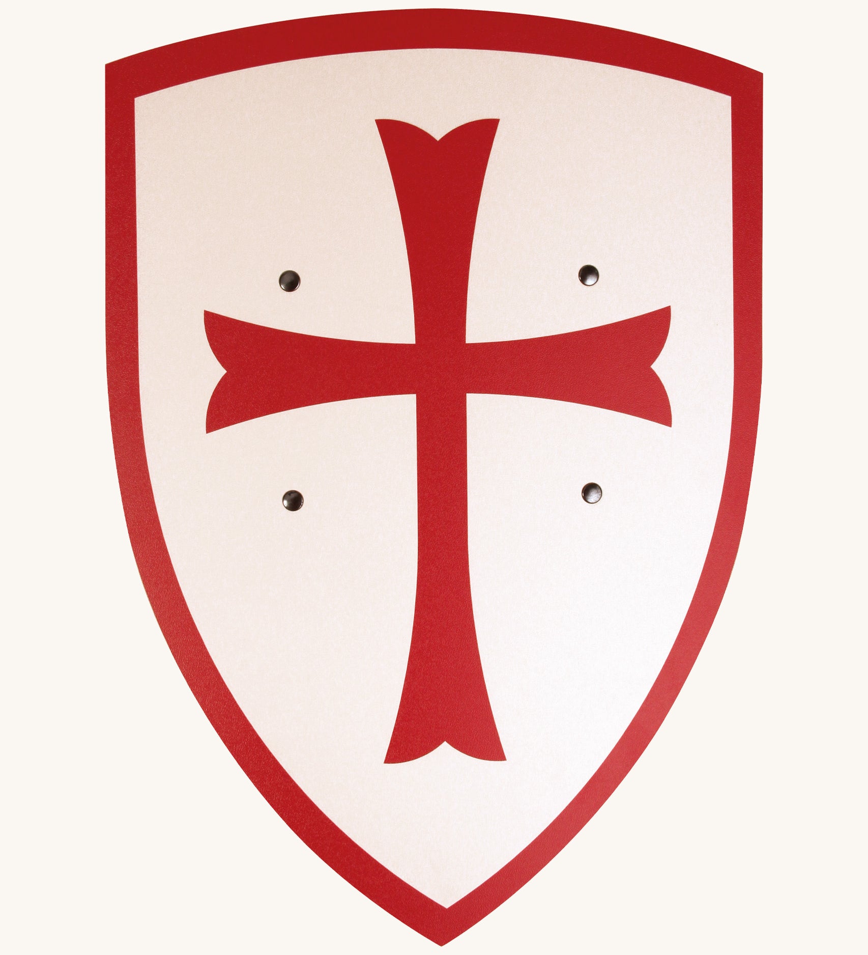 Vah Large Wooden Templar Shield in white and red border. Features a red cross on the front.