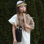 Child wearing the Vah Gallic Roman Helmet holding a crossbow