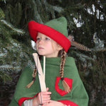 Child wearing the Vah robin hood costume cape and hat