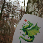Vah Green Dragon Creative Wooden Shield pictured placed against tree outdoors