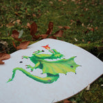 Vah Green Dragon Creative Wooden Shield pictured placed on grass outdoors