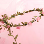 vah pink flower crown pictured on a pin colored voile material