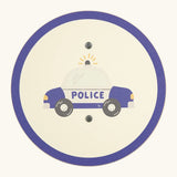 Vah wooden mini Tom traffic shield showing a blue police car and rim