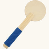 Vah wooden mini Tom traffic batton with a blue cord around the handle for grip