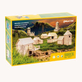 Walachia Vario XL Building Set 184 Pieces in the box. The front of the box shows various build that can be created using this set.  This modular wooden building block system is perfect for those who enjoy a challenge. The sets are available in various sizes at Babipur.  