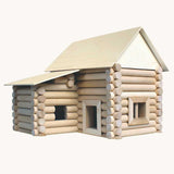 A log cabin type structure built using pieces from the Walachia Vario XL Building Set 184 Pieces.  This modular wooden building block system is perfect for those who enjoy a challenge. The sets are available in various sizes at Babipur.  