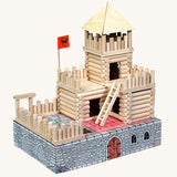 Walachia Vario Fort Building Set 194 Pieces. The box acts as a base for the fort build. This modular wooden building block system is perfect for those who enjoy a challenge. The sets are available in various sizes at Babipur. 