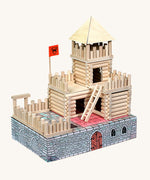 Walachia Vario Fort Building Set 194 Pieces. The box acts as a base for the fort build. This modular wooden building block system is perfect for those who enjoy a challenge. The sets are available in various sizes at Babipur. 