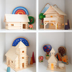 A beautiful shelf display with the WALACHIA hobby kits. Each building has been patiently crafted