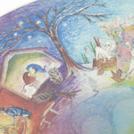butterfly and frog on the Waldorf Family handmade wooden life cycles wheel on a white background