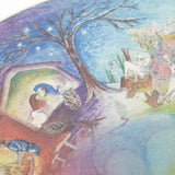 butterfly and frog on the Waldorf Family handmade wooden life cycles wheel on a white background