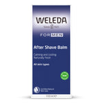 Cardboard packaging for the Weleda men's after shave balm on a white background