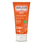 200ml bottle of Weleda natural arnica energising sports shower gel on a white background
