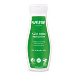 Weleda 200ml skin food body lotion on a white background