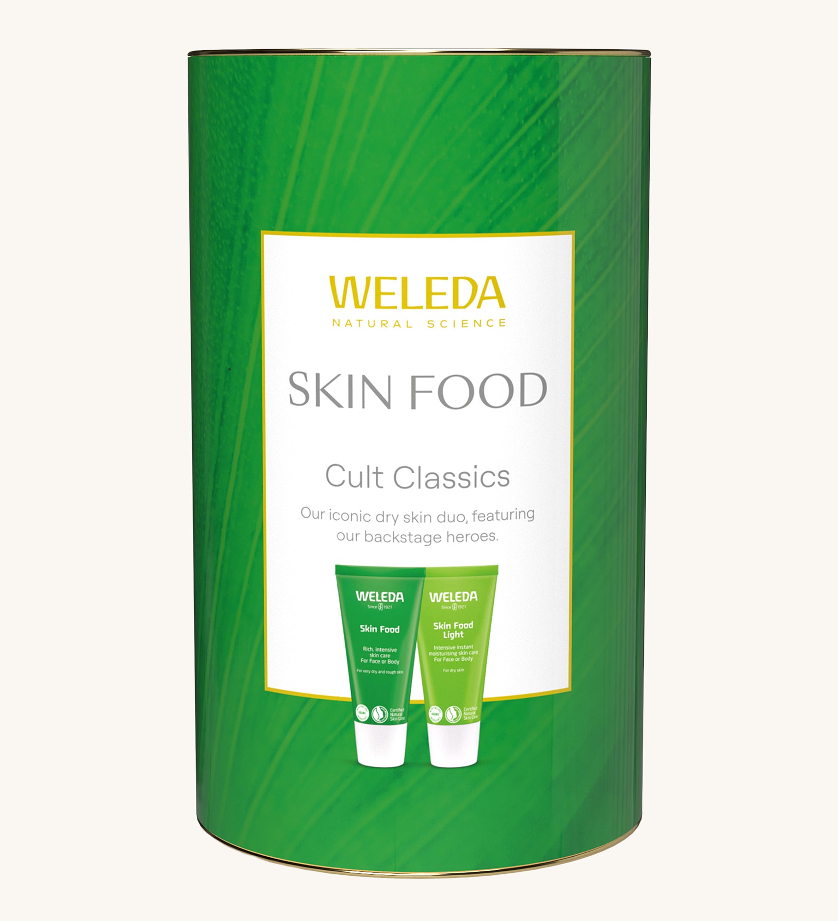 Weleda Skin Food Cult Classics Gift Set. The Weleda skin food and skin food light presented in a tube. Weleda have a range of luxurious, natural skin care items available at Babipur. 
