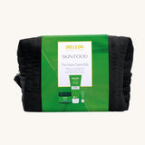 Weleda Skin Food - The Face Care Edit Gift Set. A Weleda gift set that includes the Skin Food nourishing cleansing balm, lip balm and night cream, all presented in a make up bag. Weleda have a range of luxurious, natural skin care items available at Babipur. 