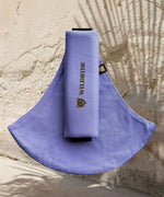 Wildride toddler carrier in lavender. A 100% cotton seat stylish hip carrier for babies. 