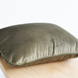 The Extra Large Wobbel Board pillow accessory in velvety aventurine green, made from organic cotton.