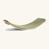 Soft olive green deck suitable for the Wobbel XL wooden activity board, features loops on both ends to hook over the board