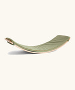Soft olive green deck suitable for the Wobbel XL wooden activity board, features loops on both ends to hook over the board