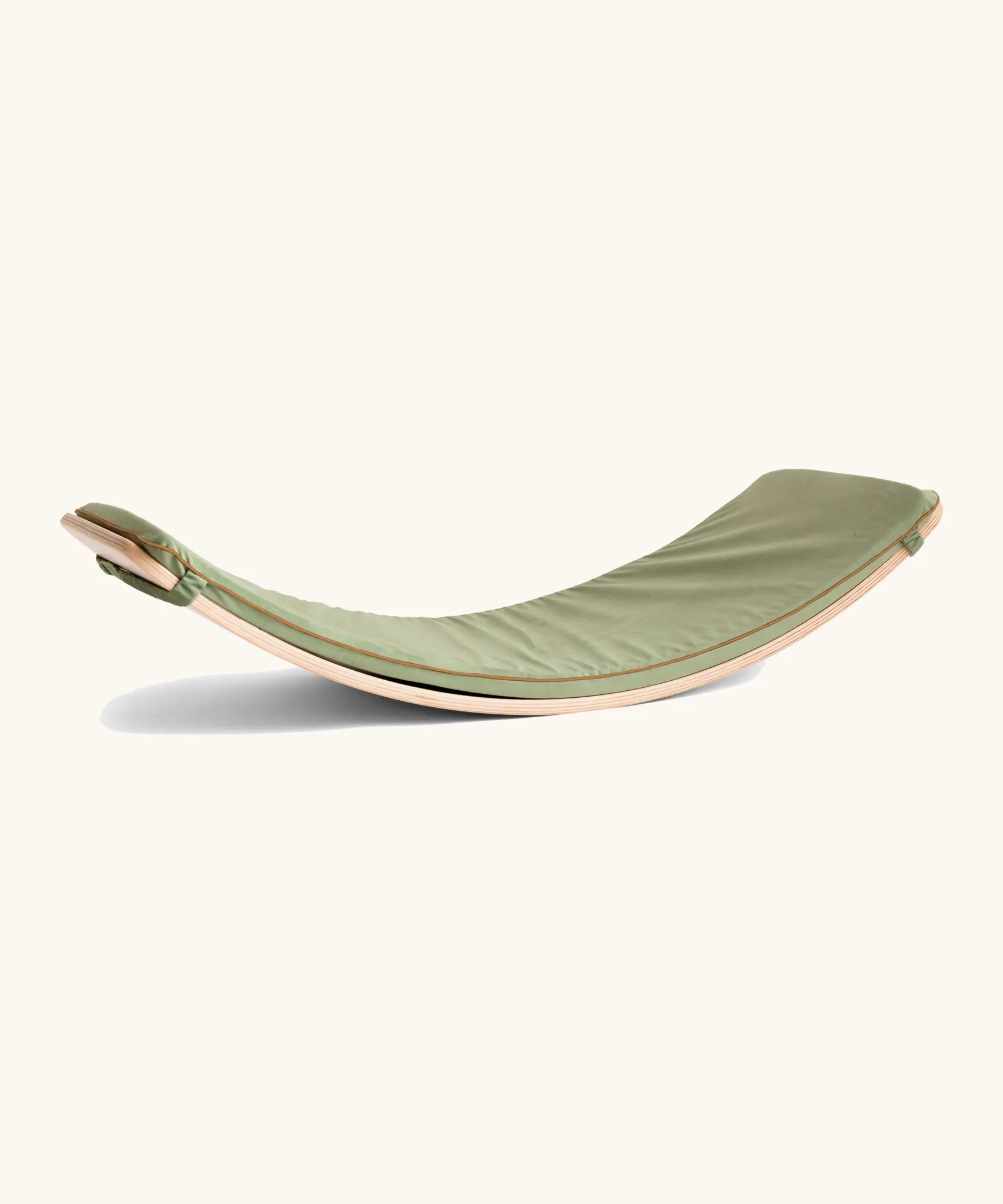 Soft olive green deck suitable for the Wobbel XL wooden activity board, features loops on both ends to hook over the board