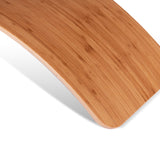 Close up of Wobbel Original Bamboo without Felt balance board on a white background