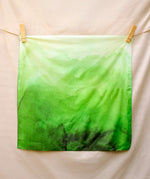 Wonderie organic cotton plain play cloth in juniper green. Ombre effect colour.  