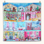 Wonderie Sensory Play Cloth - Welcome To The Doll House. This busy scene shows an open dolls house, displaying all the fully furnished rooms ready for play.