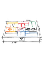 A hand drawn illustration of the Wooden Story 30 Rainbow Blocks set. The illustration shows a part of the design stage. 