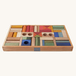 Wooden Story 54 Rainbow Blocks in Tray on a plain background. 