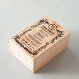 The back of the wooden box that some with the Wooden Story bee species story blocks set. 