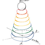 A drawing of the Wooden Story Rainbow Stacker in the design stages. 