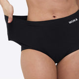 The back view of the WUKA Stretch Boxer Shorts Heavy Flow - Black