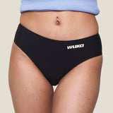 WUKA Teen Stretch Bikini Brief Period Pants from the front with white branding on the side