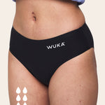 WUKA Teen Stretch Bikini Brief Period Pants from the front, on a cream background