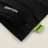 Wuka two pocket changing bag in black showing close up of open compartment