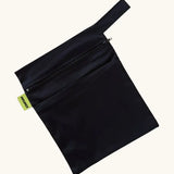Wuka two pocket waterproof changing bag in black with 2 zipped compartment and a carry loop